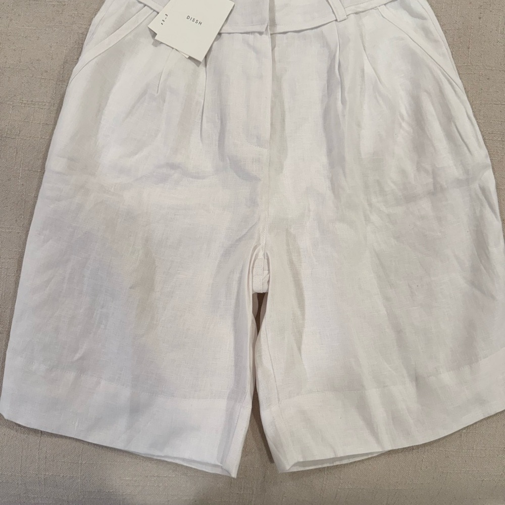 DISSH Crisp White Linen Bermudas
